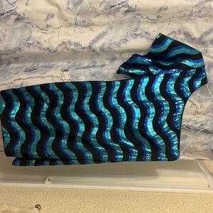 black and blue sparkly prom dress